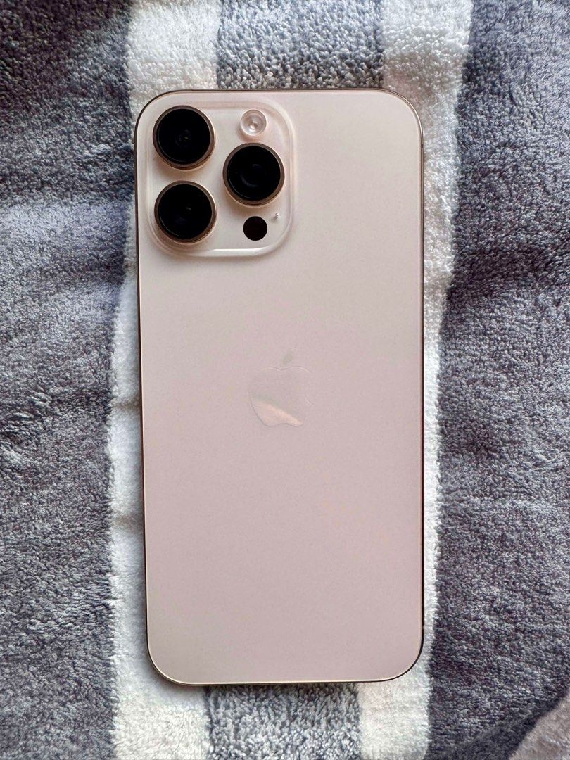 Iphone 16 Pro Max (Category: Cases & Sleeves) located in Muntinlupa City. Submitted by shrekt_ (Listing ID 1416327937, Image 1). Description: - iPhone 16 Pro Max Desert Titanium - 256GB storage - Excellent condition - Battery health: 93% - First used November 2024 - ZPA variant Free 4 cases Slightly Negotiable Super Kinis Check Upon Meetup Any Sim Will Do.