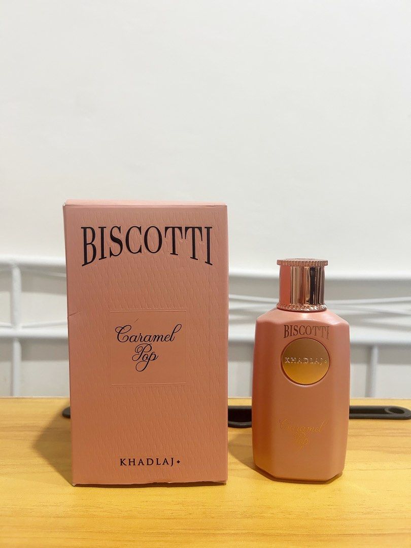 Khadlaj Biscotti Caramel Pop (Category: Fragrance & Deodorants) located in Manila. Submitted by ktdeclutters (Listing ID 1416327297, Image 1). Description: Khadlaj Biscotti Caramel Pop -💯authentic & original -from Khadlaj store in Perfume souq, Dubai bought last december 2025 - still with box, sprayed 2x only .
