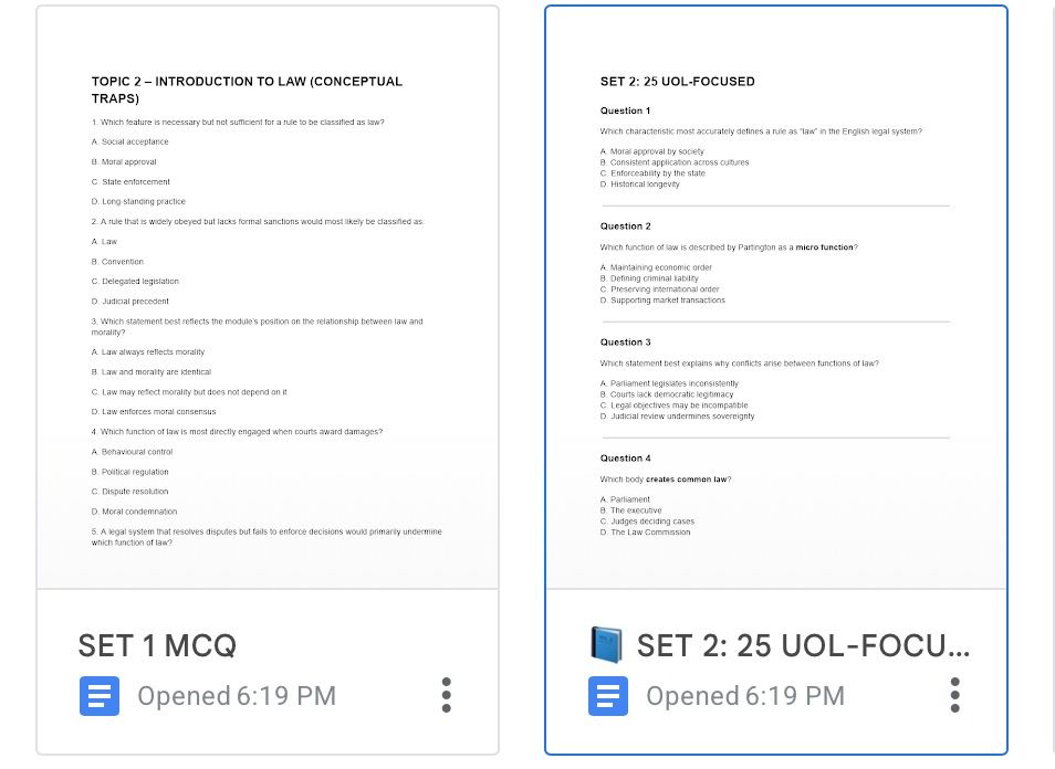 Legal System and Method [ UOL edition ] - Set 1 MCQ, Set 2 MCQ , Mock ...