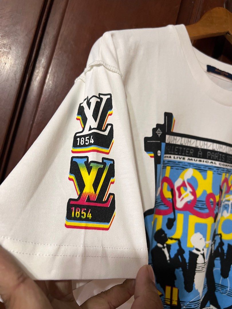 Louis Vuitton LV Jazz Flyers White Tee (Category: Luxury Apparel) located in Manila. Submitted by thriftpoint99 (Listing ID 1416347563, Image 2). Description: 22x28 No issue Good as new condition.