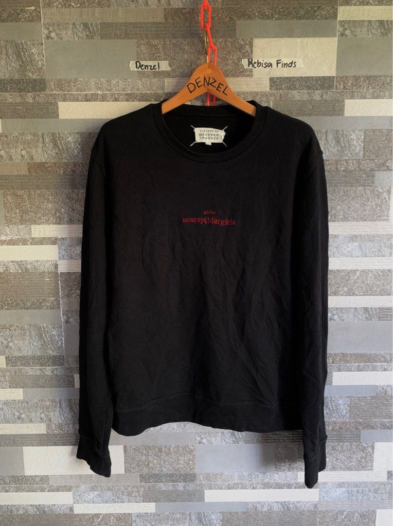 Maison Margiela Paris Sweatshirt (Category: Luxury Apparel) located in Cagayan de Oro. Submitted by densho69 (Listing ID 1416376526, Image 1). Description: Dimes: 22 x 27 (48 on tag, fit L) Color: 9/10 Condition: 9/10 Issue: Need wash.