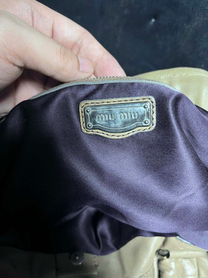 Miu Miu Matelasse Bag - Beige (Category: Luxury Bags & Wallets) located in Quezon City. Submitted by carmeladelacruz82 (Listing ID 1416407586, Image 3). Description: - AUTHENTIC Miu Miu Matelasse Tote Bag - Color: Beige - Material: Leather - bag only - Condition: no major flaws - Issue: bag has some scuffs on the handle (see last pictures).