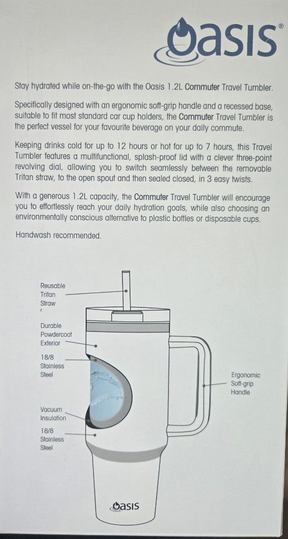 Oasis 1.2L Commuter Travel Tumbler - Ice, Furniture & Home Living ...