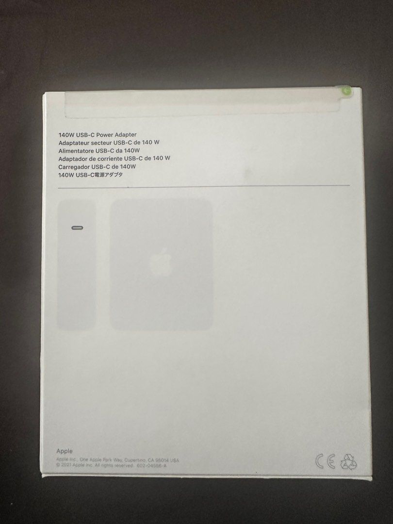 Original Apple 140W USB-C Power Adapter sealed (Category: Chargers & Cables) located in Paranaque City. Submitted by motkigoodboy (Listing ID 1416260279, Image 2). Description: For sale original and sealed apple usb c 140 w power adapter - Apple 140W USB-C Power Adapter - USB-C power adapter - Box has minor wear and tear - Suitable for high-power charging Take advantage of fast charging, for up to a 50 percent charge in around 30 mins . See info 