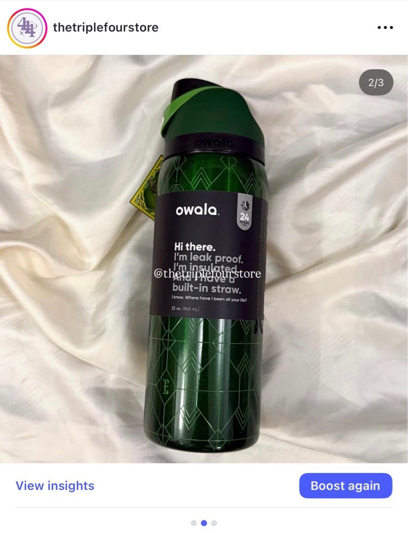 Owala Freesip Elphaba 32oz (Category: Water Bottles & Tumblers) located in Paranaque City. Submitted by hakawluvr (Listing ID 1416244459, Image 1). Description: Brand new & never used :) NO LOWBALLING. Authentic, check my online business @thetriplefourstore on IG/FB.