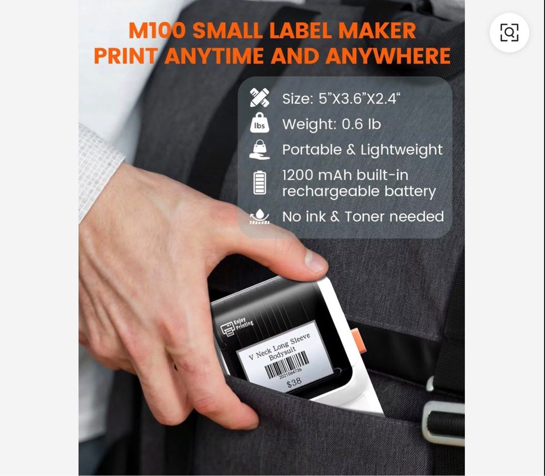 Phomemo Label Maker M100 Barcode Printer Portable Thermal Printer for Small Business (Category: Printers, Scanners & Copiers) located in Taguig. Submitted by skyjed15 (Listing ID 1416264122, Image 1). Description: RFS: iVe got my New Niimbot. .