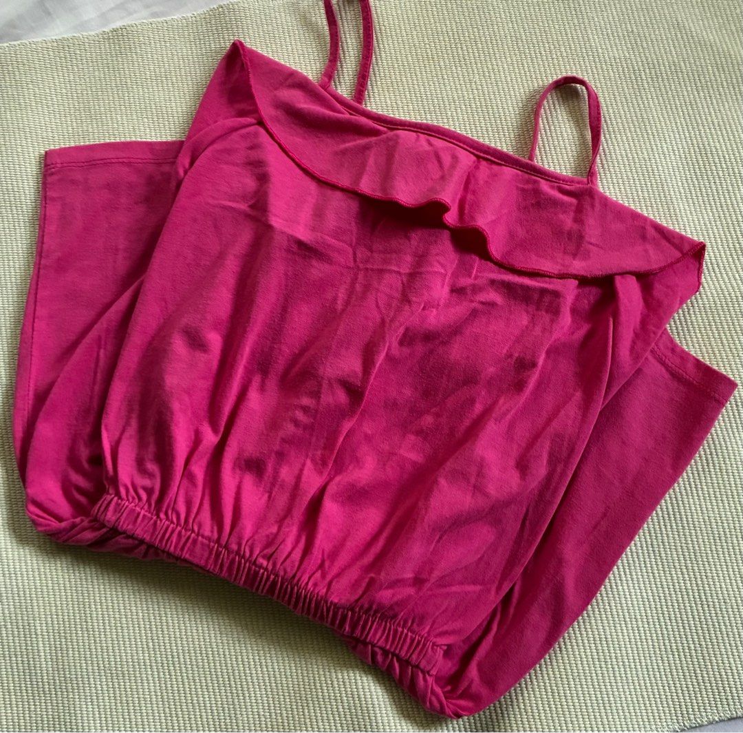 Pre-loved Pink Romper for kids (Category: Rompers) located in San Pedro. Submitted by __reloop__ (Listing ID 1416256182, Image 2). Description: Pre-loved | no issue Fits 9-11 years old - Size: XL (14) - Features: - Elastic waistband - Spaghetti straps - Shorts-style bottom.