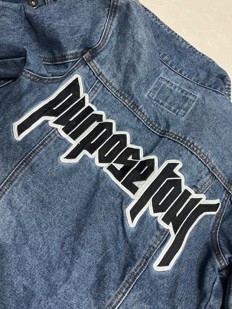 Authentic 2016 Justin Bieber Purpose Tour Denim Jacket (Size S) (Category: Coats, Jackets and Outerwear) located in San Rafael. Submitted by vdelide (Listing ID 1416348903, Image 3). Description: Official 2016 Justin Bieber Purpose World Tour merch by Bravado. Features a beautiful medium-wash denim with the iconic massive gothic “Purpose Tour” embroidered patch on the back. 100% heavy cotton. Excellent pre-loved condition with clean tags and no m