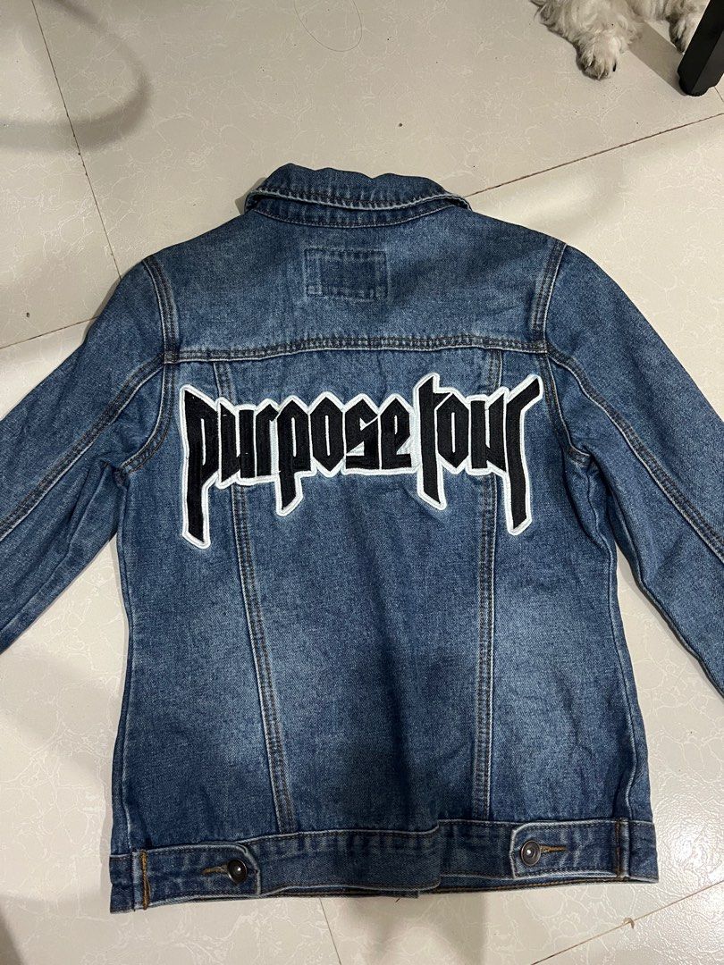 Authentic 2016 Justin Bieber Purpose Tour Denim Jacket (Size S) (Category: Coats, Jackets and Outerwear) located in San Rafael. Submitted by vdelide (Listing ID 1416348903, Image 1). Description: Official 2016 Justin Bieber Purpose World Tour merch by Bravado. Features a beautiful medium-wash denim with the iconic massive gothic “Purpose Tour” embroidered patch on the back. 100% heavy cotton. Excellent pre-loved condition with clean tags and no m