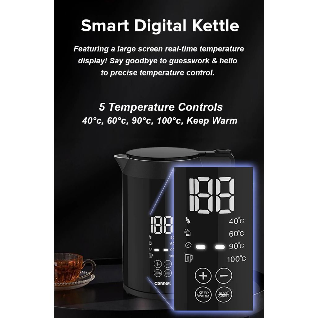 Smart Digital Display Kettle in SUS304 Stainless Steel with Cool Touch ...