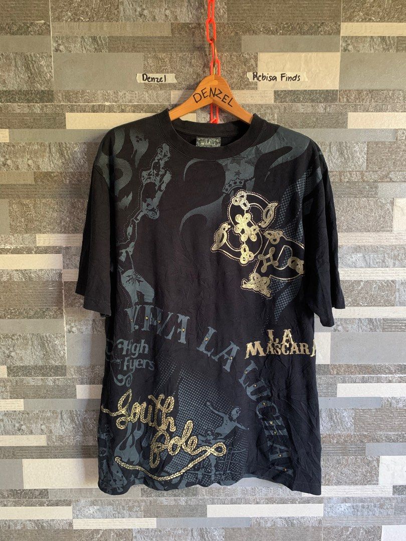 SouthPole La Masacara Y2k Shirt (Category: Tshirts & Polo Shirts ) located in Cagayan de Oro. Submitted by densho69 (Listing ID 1416372011, Image 1). Description: Dimes: 24 x 32 (XL on tag, fit XL) Color: 8.5/10 Condition: 8.8/10 Issue: Need wash, slight hairline.