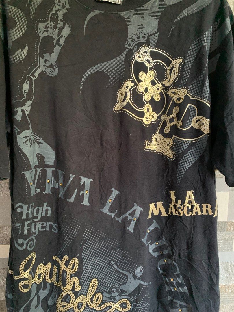 SouthPole La Masacara Y2k Shirt (Category: Tshirts & Polo Shirts ) located in Cagayan de Oro. Submitted by densho69 (Listing ID 1416372011, Image 3). Description: Dimes: 24 x 32 (XL on tag, fit XL) Color: 8.5/10 Condition: 8.8/10 Issue: Need wash, slight hairline.