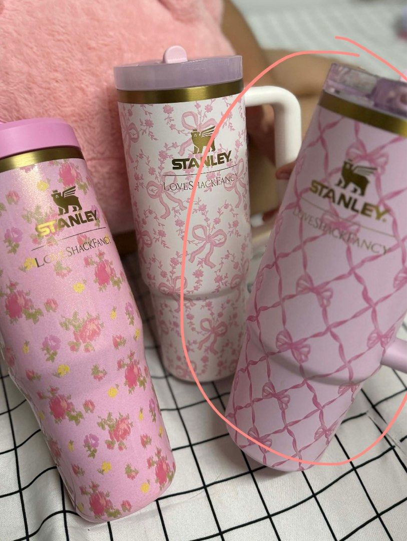 Stanley Loves Shackfancy Tumbler (Category: Water Bottles & Tumblers) located in Paranaque City. Submitted by mszhrhsgd (Listing ID 1416248369, Image 2). Description: Stanley Loves Shackfancy tumbler in pink floral design (right tumbler) Includes handle and lid. Keeps drinks cold or hot. Includes the stanley pink tumbler bag No box :( Bought in the US With minimal dents and scratches. Message me for the details.
