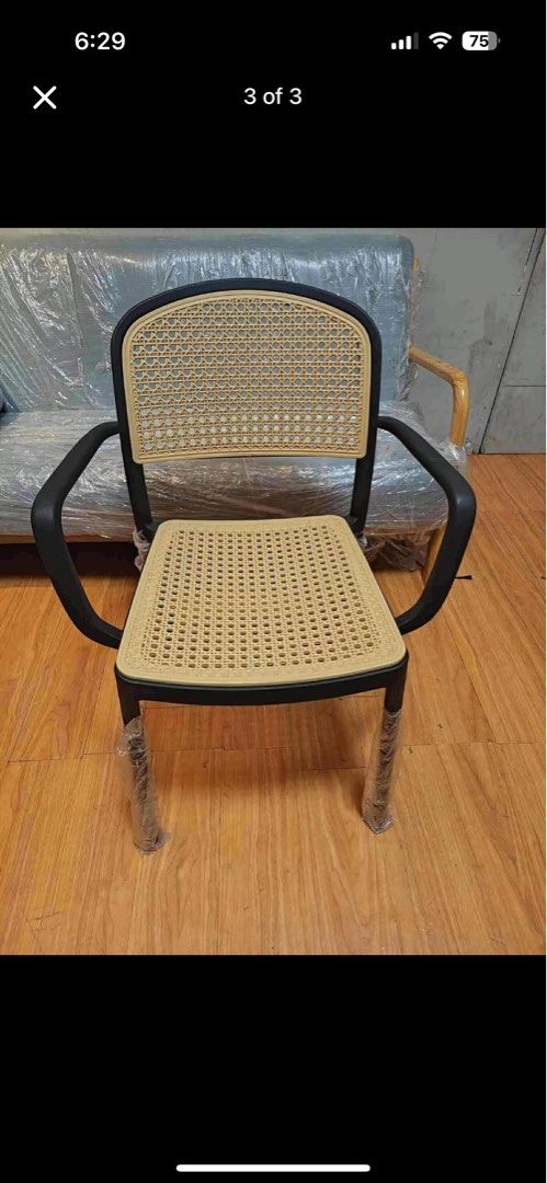 Sturdy hard plastic rattan with armrest chair (stackable) (Category: Chairs) located in Manila. Submitted by mry_rfl (Listing ID 1416430698, Image 3). Description: ✅Brandnew💯 ✅Guaranteed Quality💯 ✅COD/COP/Gcash/Bank transfer accepted ✅Open for pickup, delivery and shipping ✅Retail/Bulk orders accepted ✅Bodega Price ✅We can provide sales invoice (BIR registered with tin) 📍Location: Tondo,Manila 📩Pm for inquiries.
