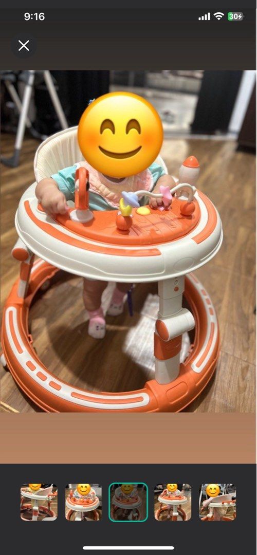 Yoboo Adjustable Baby Walker (Category: Infant Playtime) located in Marilao. Submitted by khimmy18val (Listing ID 1416223183, Image 2). Description: - Yoboo Adjustable Baby Walker - Color: Orange and White - Features: - 3 Adjustable Modes - Music Function - Interactive Toys - Foldable design.