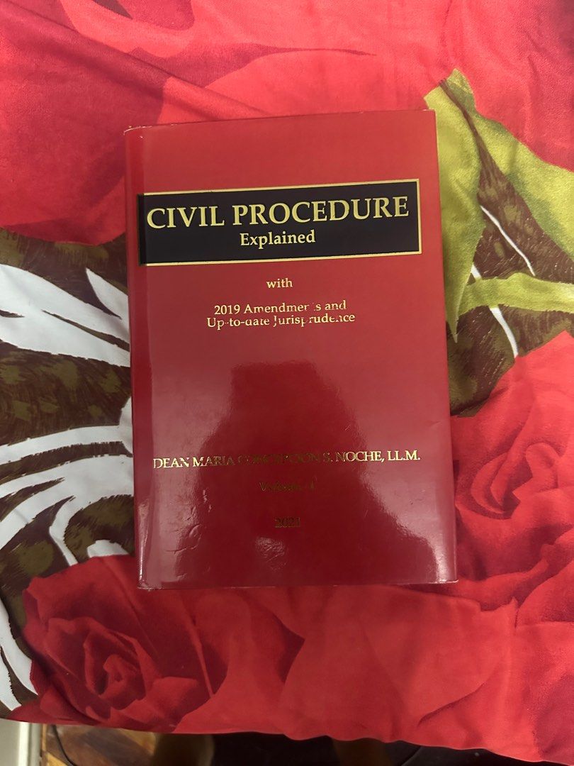 2021 Civil Procedure Volume 1 (Category: Textbooks) located in Manila. Submitted by samsonmarc40321 (Listing ID 1416606725, Image 2). Description: 2021 Civil Procedure Explained Volume 1 with 2019 Amendments and Up-to-date jurisprudence by Dean Maria Concepcion S. Noche, LL.M. No writings nor highlights Pm for more info.