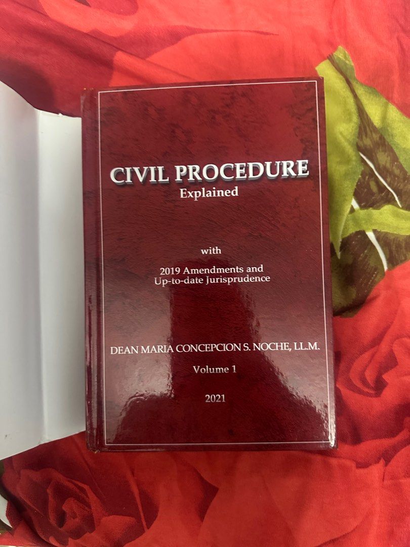 2021 Civil Procedure Volume 1 (Category: Textbooks) located in Manila. Submitted by samsonmarc40321 (Listing ID 1416606725, Image 1). Description: 2021 Civil Procedure Explained Volume 1 with 2019 Amendments and Up-to-date jurisprudence by Dean Maria Concepcion S. Noche, LL.M. No writings nor highlights Pm for more info.