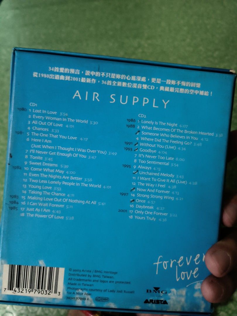 AIR SUPPLY - GREATEST HITS BOXSET 2 CD (Category: CDs & DVDs) located in Makati City. Submitted by urdiscogsph (Listing ID 1416456767, Image 2). Description: .