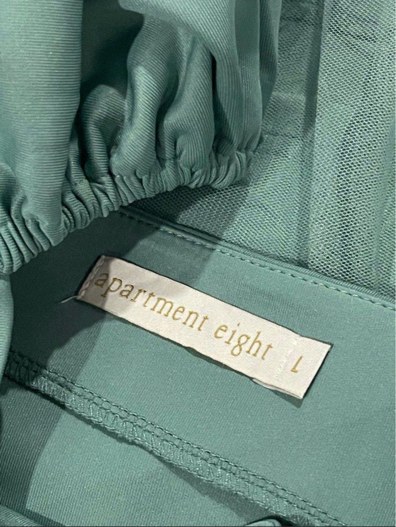 Apartment Eight Veronica Dress - Large (Category: Dresses) located in Cagayan de Oro. Submitted by sexycookie (Listing ID 1416518803, Image 3). Description: - Apartment Eight Veronica Dress - Size: Large - Color: SAGE GREEN - Features a fitted bodice and flowing skirt - Made of soft, flowing fabric - Flattering silhouette - Ideal for special occasions 📌Used once during wedding only ☺️ 📌Swerte po mka bili neto. I swear para po syang bago ✋🏻 LIK