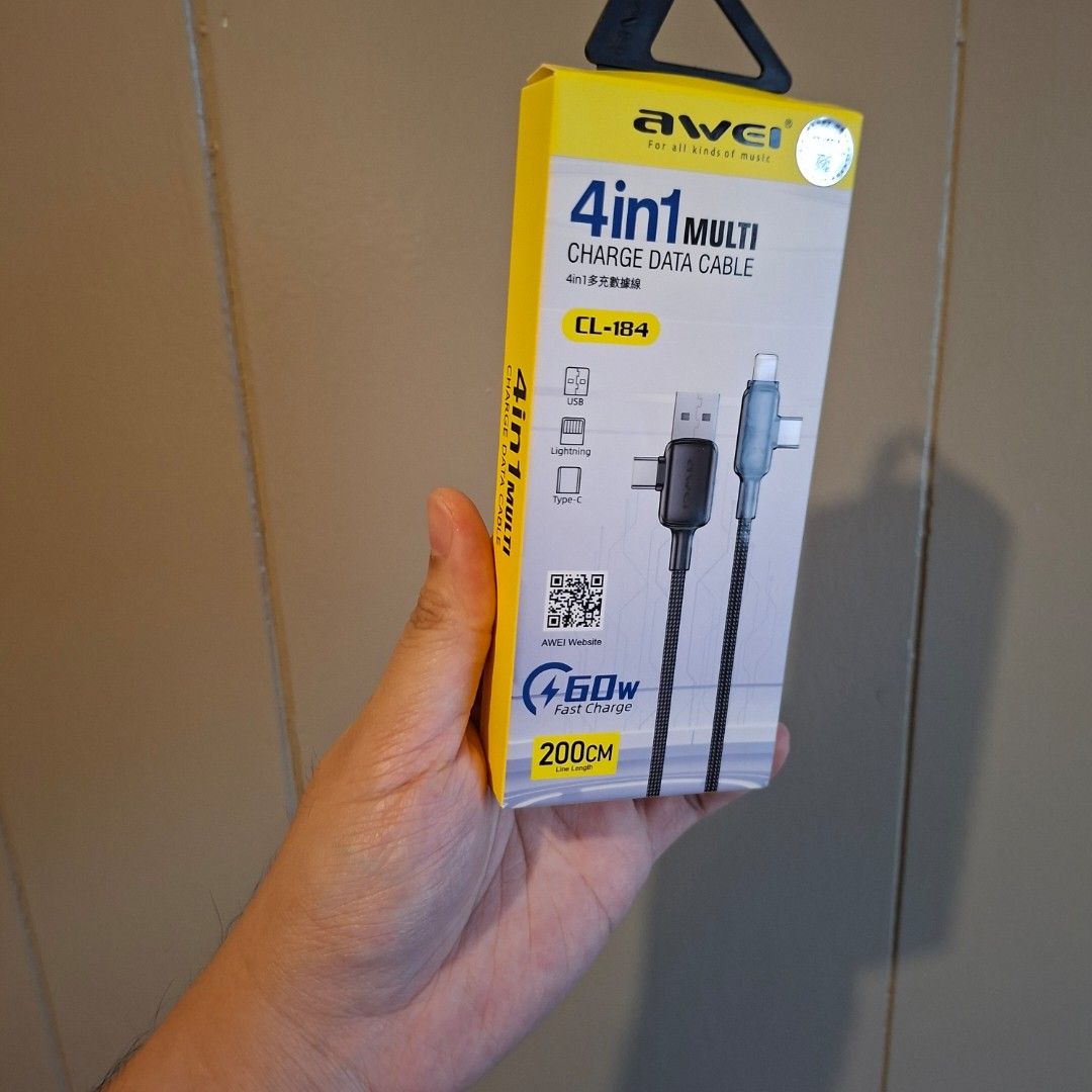 Awei multi Type c lighting type a multi cable charger (Category: Chargers & Cables) located in Manila. Submitted by mr.fast (Listing ID 1416520084, Image 3). Description: Type c lighting type a multi cable chargerHello, If you have any questions related to the item, please just message it in a list form so I can answer all at once and let me know when will you be planning in buying it. I typically do not respond on questions already answered to s