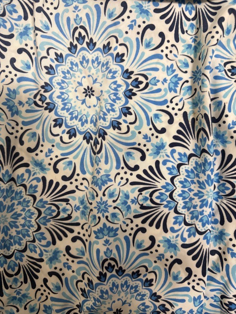 Blue Patterned Wide Leg Pants (Category: Other Bottoms) located in Manila. Submitted by j_decluttering (Listing ID 1416572943, Image 2). Description: - super cooling comfy and stretchy material - love the pattern very summery - fits xs-m- - bought in nitori, worn once only .