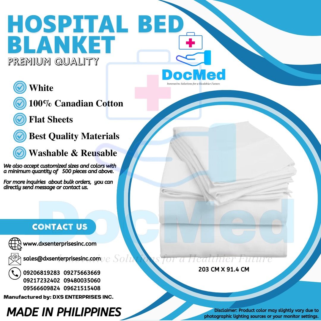 DOCMED HOSPITAL BED SHEET (Category: Bedding & Towels) located in Quezon City. Submitted by andrea_dxs (Listing ID 1416482230, Image 2). Description: DOCMED HOSPITAL BED SHEET Canadian Cotton Powder Blue or White available WE ALSO ACCEPT BULK ORDERS 📳 0 9 3 0 4 8 8 2 2 6 9 v. i. b. e. r. 💸 WE ACCEPT CASH ON DELIVERY/ CASH ON PICK UP/ GCASH AND BANK TRANSFER ✨ WE ARE OPEN DAILY✨ 📍 MONDAY TO SATURDAY ⌚️ 9:00 AM TO 6:00 PM Look for Ms. Andrea to 