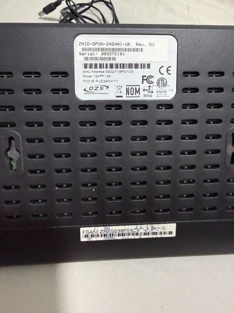 DZS ZNID-GPON-2424A1-UK Zhone ONT Router, Computers & Tech, Parts ...