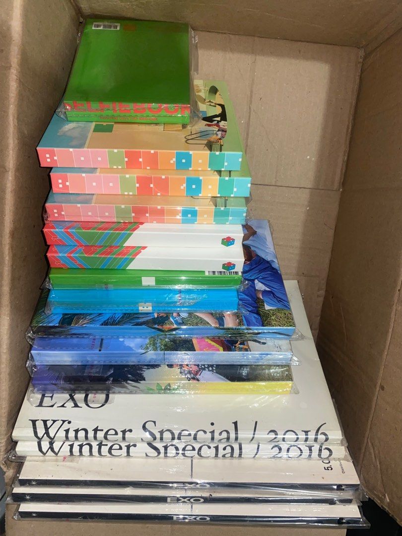 EXO Albums (18 pcs) (Category: CDs & DVDs) located in Caloocan City. Submitted by 7dayscollection (Listing ID 1416474309, Image 1). Description: ✅Onhand ✅Unsealed ✅Photobook and CD only ✅Ready to ship ✅ We are on clearance sale ✅ Please do manage your expectations some albums have stains, and dents .