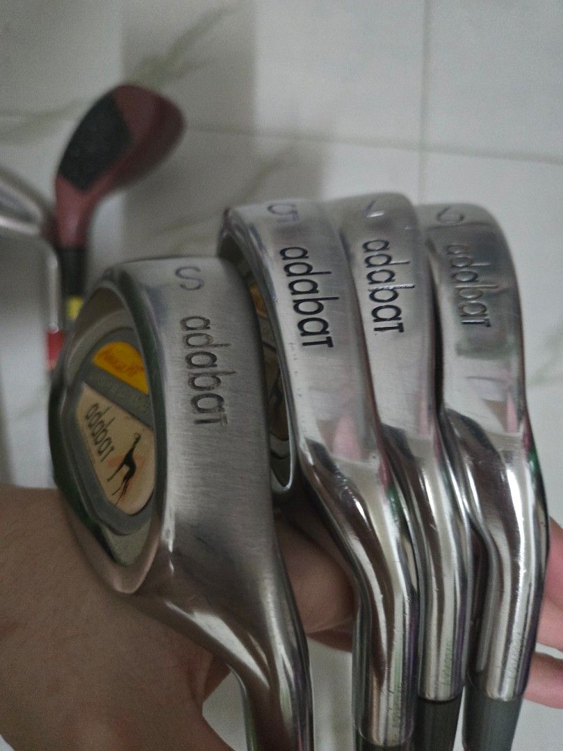 Golf Club Set (Category: Golf) located in Manila. Submitted by mikaelaacosta (Listing ID 1416584933, Image 1). Description: Golf club ladies Choose iron set (steel or graphite) Choose a driver Free range bag Steel shaft Mizuno johnny miller iron (8pcs) -p,3-9 Mizuno - 3w Japanese intl -sw Or Graphite Adabat iron pink (4pvs) - sw,5,7,9 Daiwa - dw Maruman - pw Int est - 2 --- Choose driver Ping or honma Used callaway range bag green Pick up - boni 