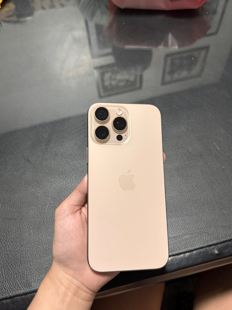 Iphone 16 Pro Max - 256gb (Category: iPhone 16 Series) located in Quezon City. Submitted by nellaaa19 (Listing ID 1416559903, Image 2). Description: Iphone 16 Pro Max 256 GB Desert titanium Warranty Expires 4/6/26 94% BH Ntc Approved/Openline No issue/repair history • Unit • Box same IMEI • Cord Rfs: Upgrade.