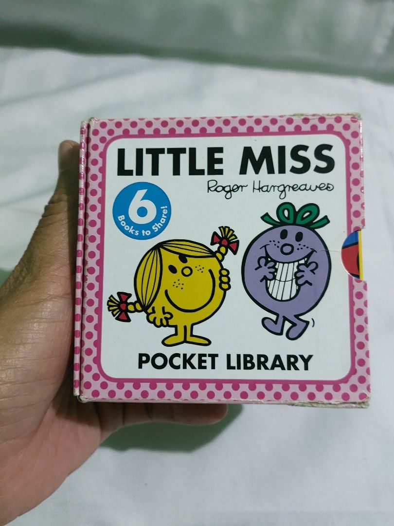 Little Miss Pocket Library Book Set (Category: Children's Books) located in Paranaque City. Submitted by ca.firstonlinebiz (Listing ID 1416564010, Image 3). Description: Little Miss Pocket Library includes six books to share. The set features Little Miss Sunshine, Little Miss Naughty, Little Miss Giggles, Little Miss Chatterbox, Little Miss Trouble, and Little Miss Helpful. What you see is what you get.