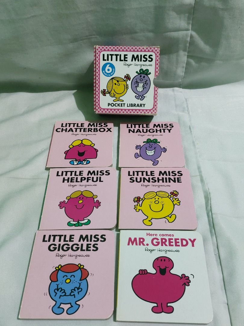Little Miss Pocket Library Book Set (Category: Children's Books) located in Paranaque City. Submitted by ca.firstonlinebiz (Listing ID 1416564010, Image 1). Description: Little Miss Pocket Library includes six books to share. The set features Little Miss Sunshine, Little Miss Naughty, Little Miss Giggles, Little Miss Chatterbox, Little Miss Trouble, and Little Miss Helpful. What you see is what you get.