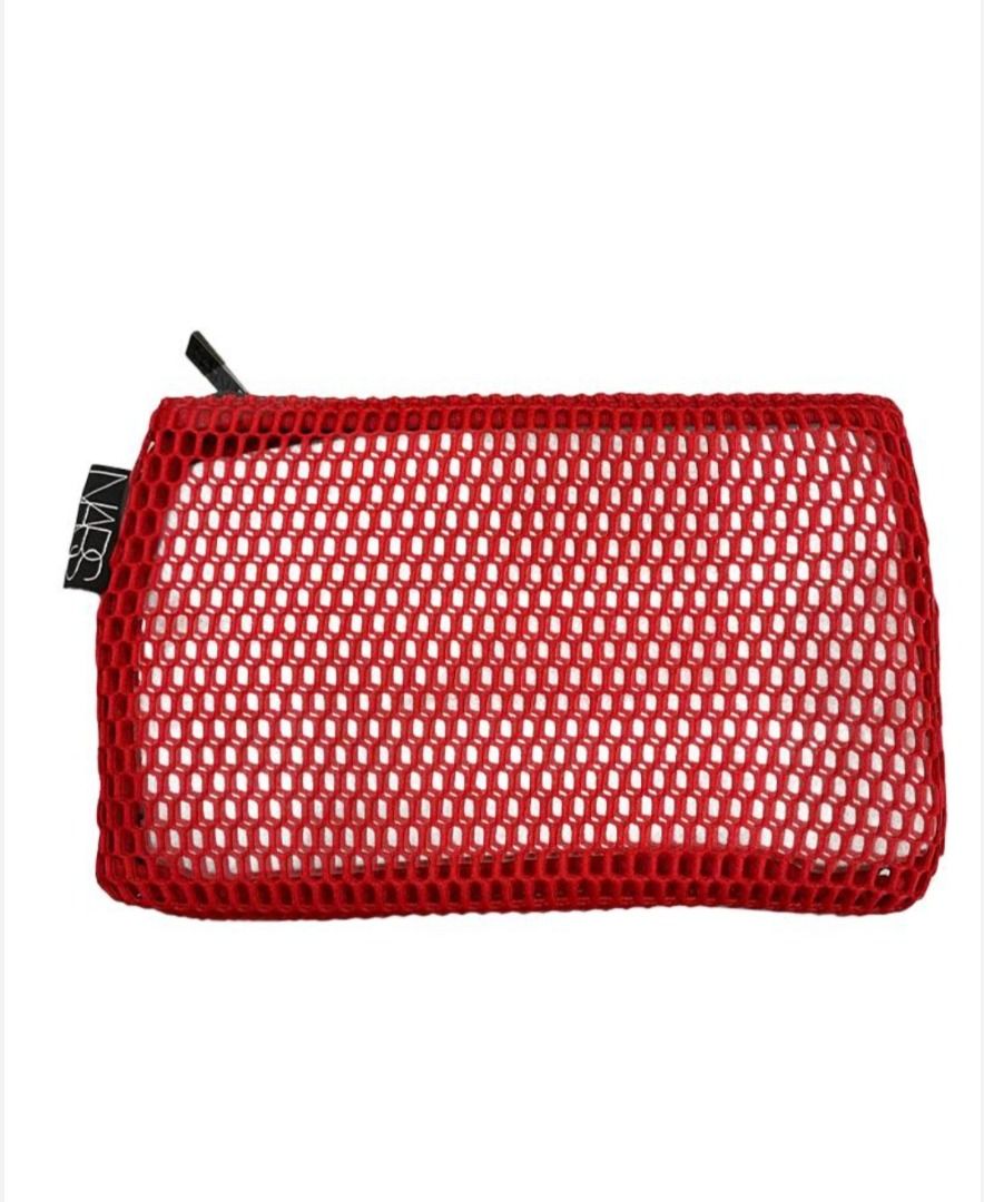NARS Mesh Cosmetic Make up Pouch (Category: Makeup) located in Manila. Submitted by PureWonder_Shop (Listing ID 1416465343, Image 1). Description: 🇺🇸 NARS red mesh cosmetic bag - Features a zipper closure - Made of soft mesh material, not a nylon - Includes a small NARS label - Ideal for storing makeup and small items - Great for travel or everyday use 9" x 6" Can fit most iphones Color: Red 🧁.
