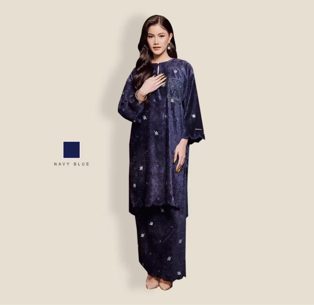 Navy Blue Teja Rani Kurung XS/S ASIKINA AHMAD, Women's Fashion ...
