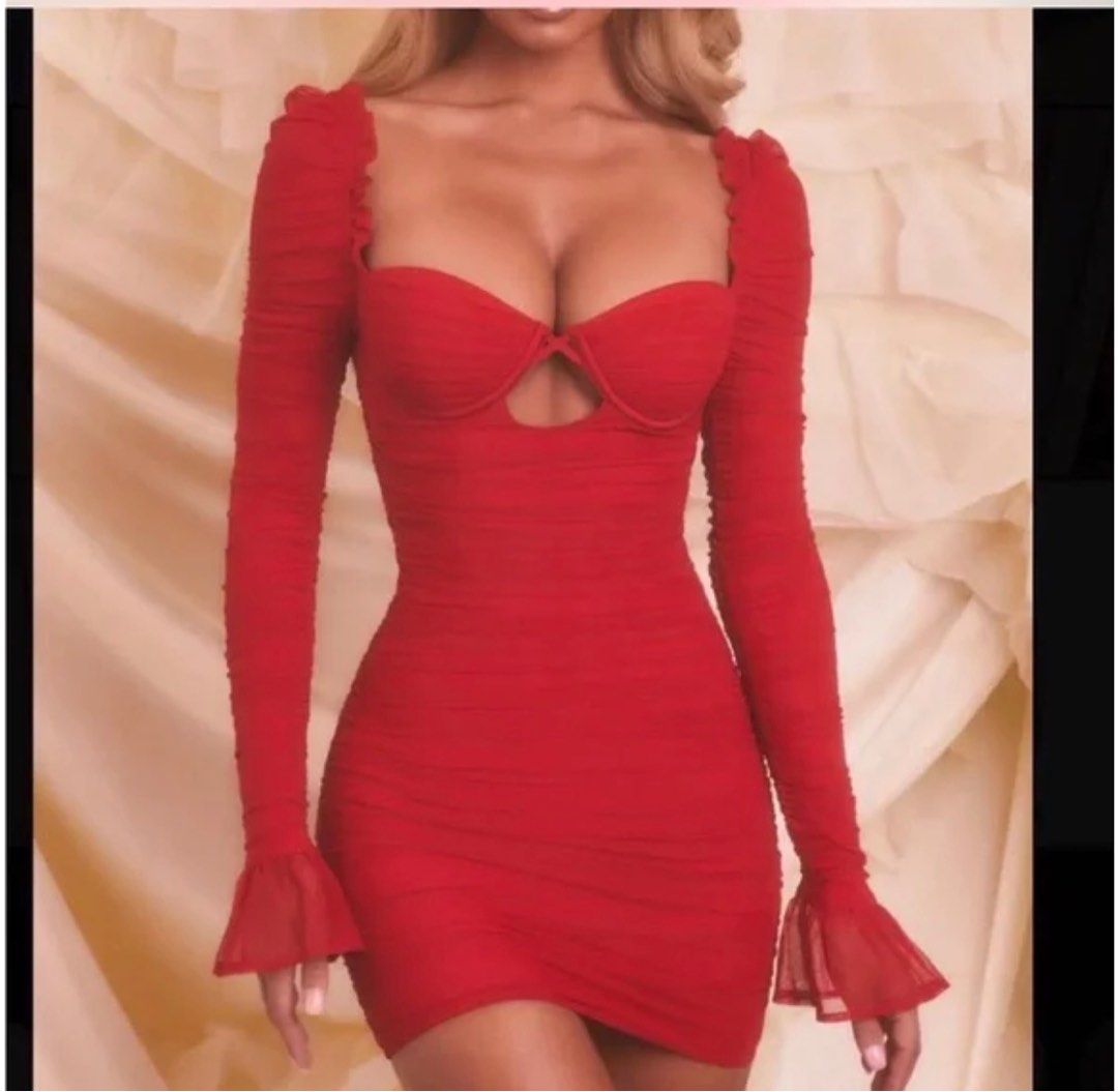 Oh Polly Red Ruched Mini Dress (Category: Dresses) located in Manila. Submitted by bag_finder (Listing ID 1416500470, Image 1). Description: - Red mini dress - Sweetheart neckline - Ruched detailing - Short, ruffled sleeves - Fitted silhouette - Cutout sides - Gathered skirt - Sheer, lightweight fabric -fits small to medium frame - Decluttering, price is negotiable.