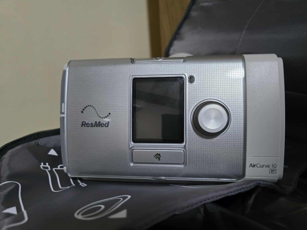 ResMed AirCurve 10 ST CPAP Machine (Category: Medical Supplies & Tools) located in Manila. Submitted by calmdolphin.87b0e4 (Listing ID 1416597651, Image 1). Description: PTPA Resmed AirCurve 10 ST BIPAP Machine PRODUCT INFO Comes with: BiLevel Machine with Backup Rate 1 Nasal, Full Face or Nasal Pillow mask Built-In HumidAir Heated Humidifier Standard Water Chamber ClimateLine Air Tubing Power Supply and Cord Travel Bag 1pc Standard Filter (Insta