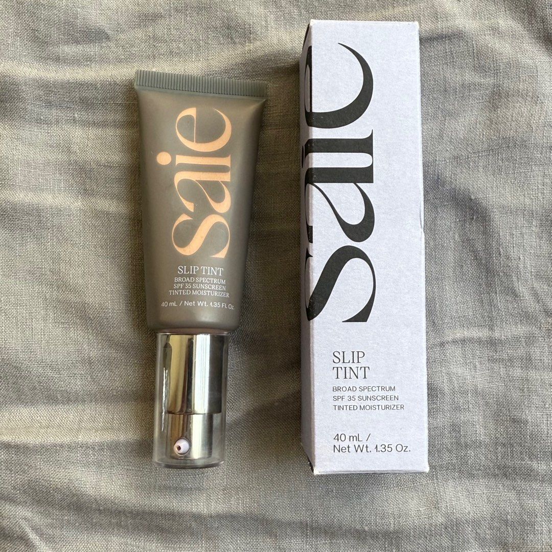 Saie Slip Tint Broad Spectrum SPF 35 - Three Half (Category: Makeup) located in Mandaluyong City. Submitted by mellowwear (Listing ID 1416509016, Image 1). Description: Saie Slip Tint Broad Spectrum SPF 35 tinted moisturizer in the shade Three Half. Expiration date is 03/27. Made in the US of US & imported ingredients..