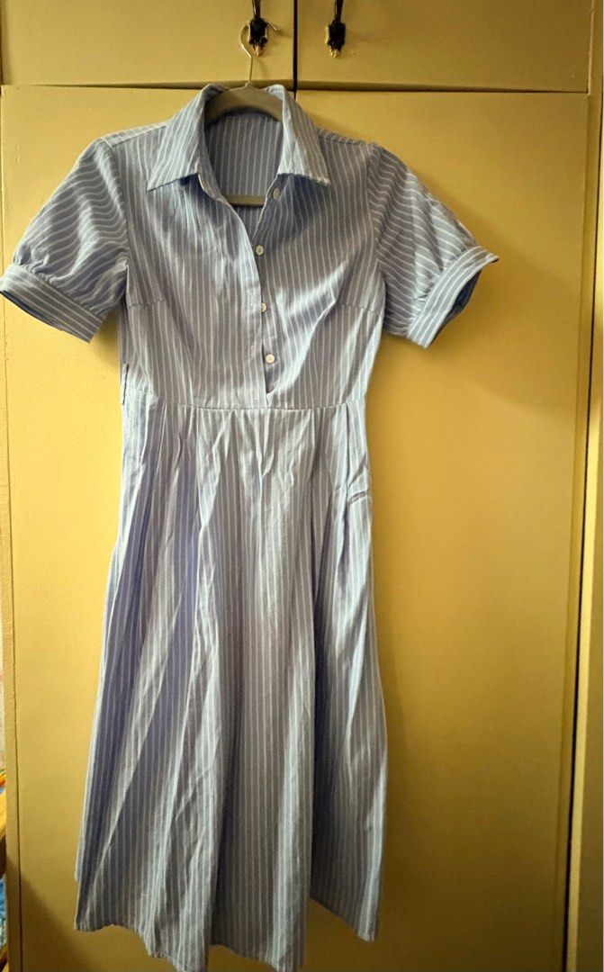 Sentubila Striped Dress (Category: Dresses) located in Manila. Submitted by saltedeggwings (Listing ID 1416473826, Image 1). Description: - size M - classic blue and white striped pattern - collared neckline - fitted waist, flared hem.