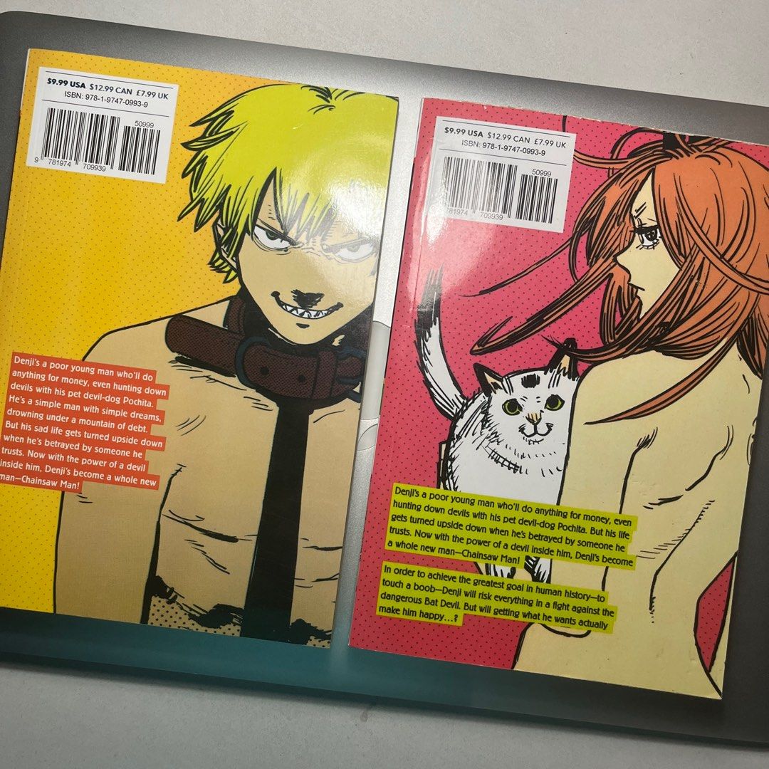 [SET] Chainsaw Man Volume 1 and 2 (Category: Comics & Manga) located in Manila. Submitted by 9013cm (Listing ID 1416621495, Image 2). Description: ₱550 STRICTLY SET English Text/translation LOCATION: Sampaloc Manila MOP: GCash, Maya MOD: Lalamove, J&T.