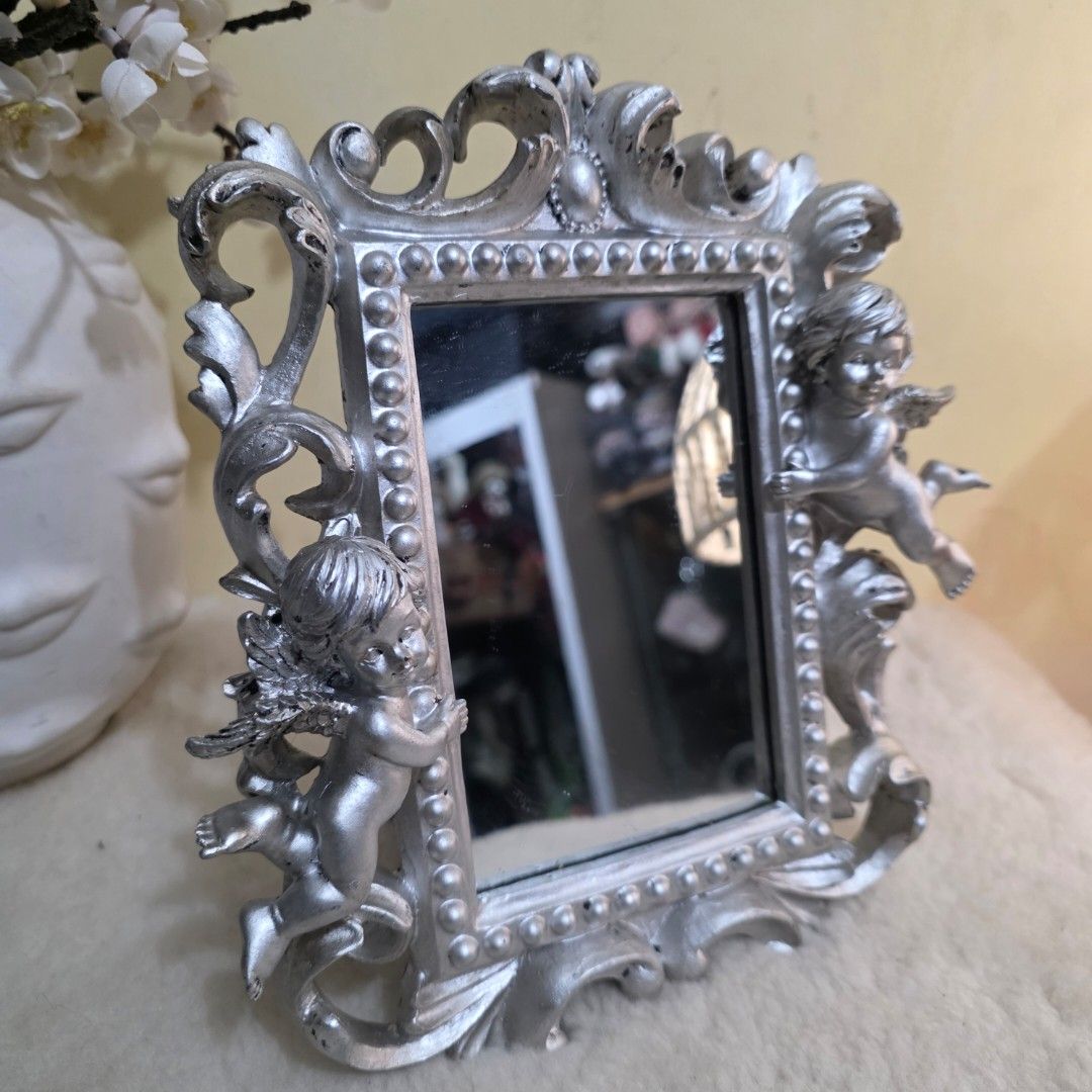 Silver Toned Vintage Looking Standing Picture Frame / Mirror (Category: Frames & Pictures) located in Binangonan. Submitted by makoleksyon (Listing ID 1416536566, Image 1). Description: Brand new with box pwede pang gift ganda ng quality mabigat bought in Japan.