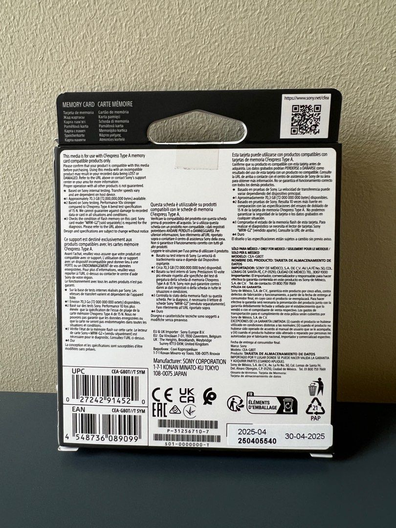Sony Tough CFexpress Type A 80GB Memory Card (Category: Memory & SD Cards) located in Mandaluyong City. Submitted by gemsunderthesun (Listing ID 1416527142, Image 2). Description: Sony Tough CFexpress Type A 80GB Memory Card BRAND NEW NEVER USED Price can be negotiated. .