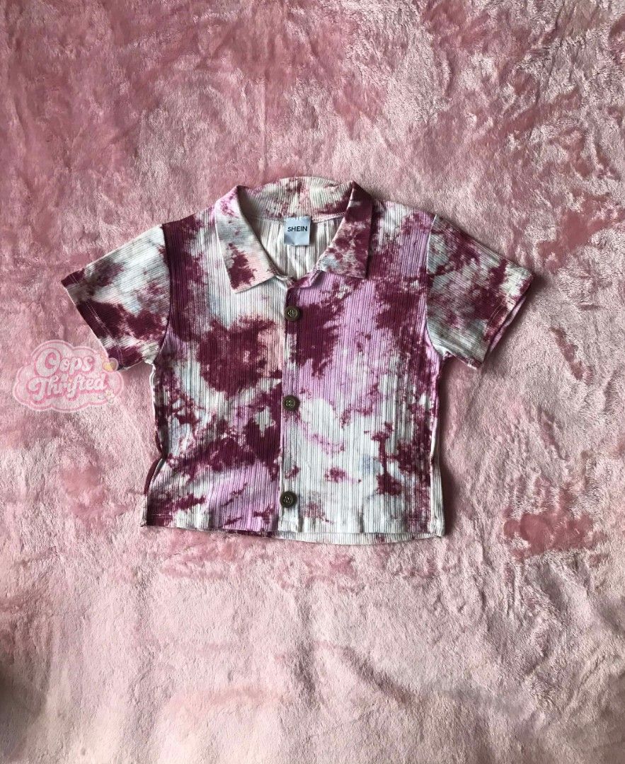Tie-dye Button-up Shirt (Category: Others Tops) located in Cebu City. Submitted by alwayssecondoption (Listing ID 1416520584, Image 1). Description: Pre-owned item from my personal wardrobe (not thrifted/ukay). Well taken care of, in good condition. RFS: Decluttering.