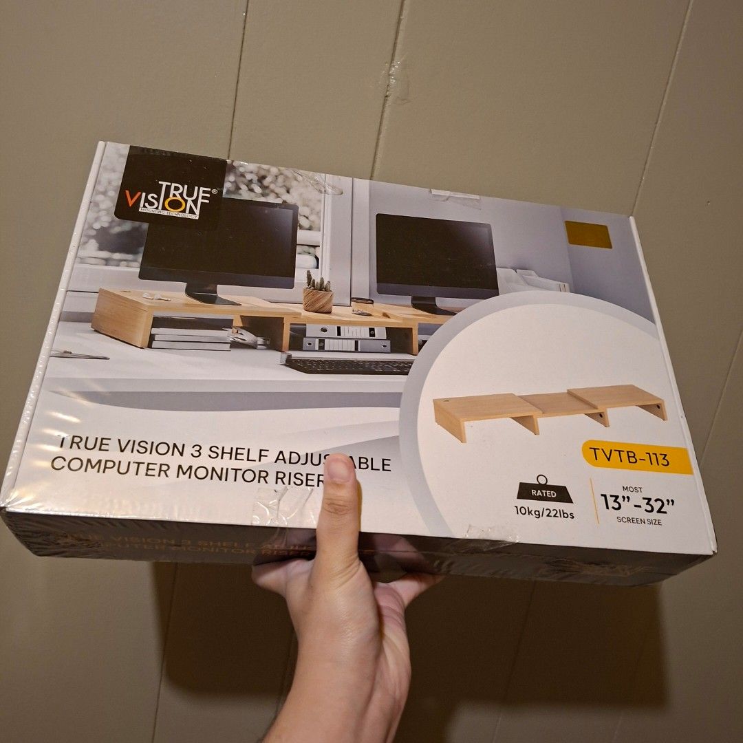 True vision 3 shelf adjustable monitor riser (Category: Computer Parts) located in Pasig City. Submitted by last_price_posted (Listing ID 1416582786, Image 3). Description: For sale only no trade or swap Brand new This is available while posted, No need to confirm price indicated is per unit, fix price, non negotiable already a bargain. No need to ask again. I typically do not respond on questions already answered to save time. Can be pick up asa