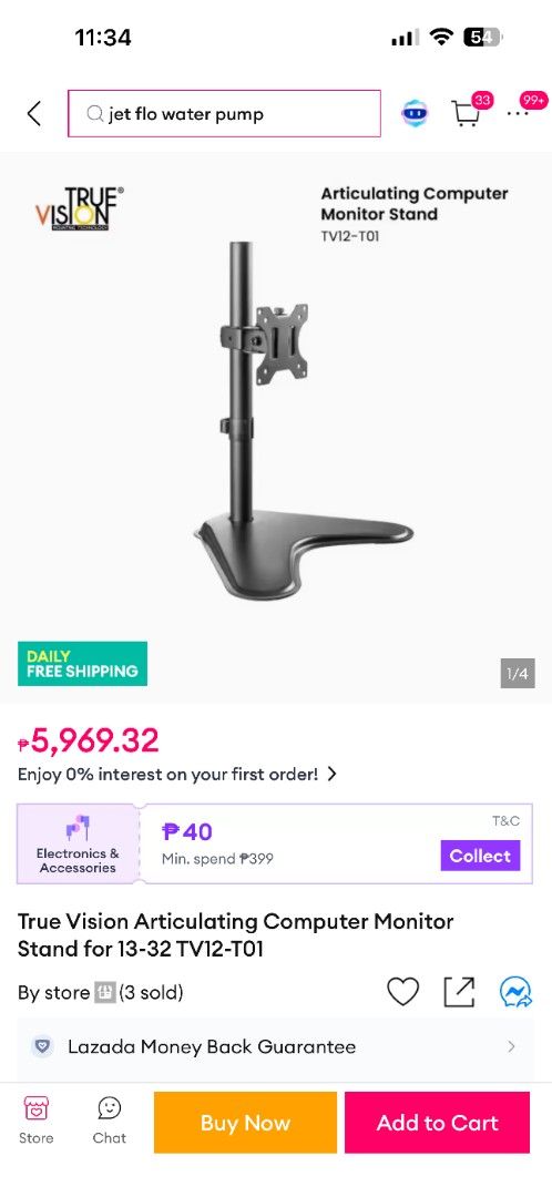 Monitor Stand TV12-T01 (Category: Monitor Screens) located in Taguig. Submitted by james.james36 (Listing ID 1416513453, Image 3). Description: - True Vision articulating monitor stand - Designed for flat LCD/LED monitors - Universal fit - Includes all setup components.