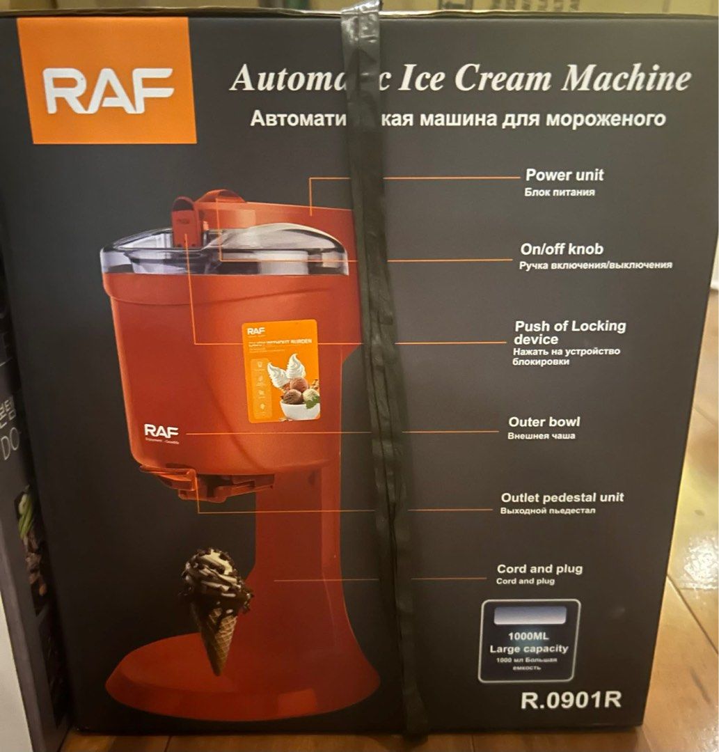 UNUSED RAF Automatic Ice Cream Machine (Category: Other Kitchen Appliances) located in Quezon City. Submitted by closetofcoco (Listing ID 1416577751, Image 2). Description: Unopened.
