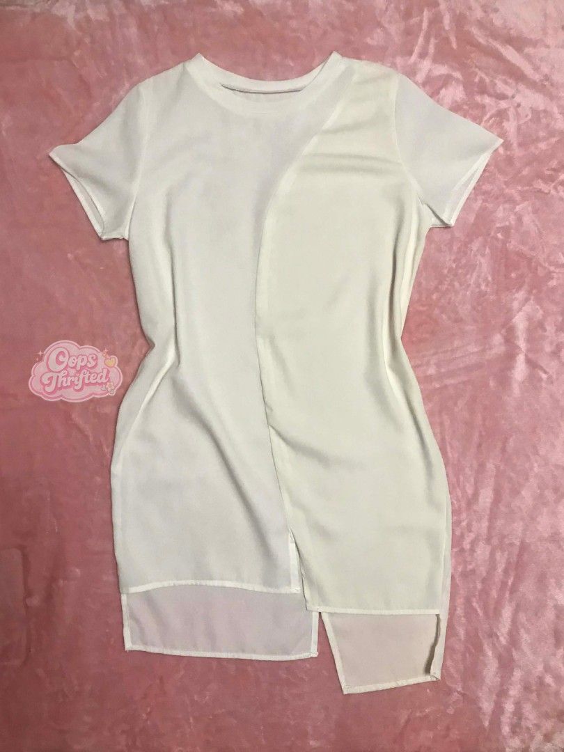 White Asymmetrical Dress (Category: Dresses) located in Cebu City. Submitted by alwayssecondoption (Listing ID 1416522961, Image 1). Description: Pre-owned item from my personal wardrobe (not thrifted/ukay). Well taken care of, in good condition. RFS: Decluttering.