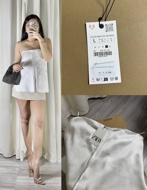 Zara white tube top (Category: Blouses) located in Taguig. Submitted by cheks07 (Listing ID 1416606334, Image 3). Description: Zara white tube top Brand new On hand and ready to ship from Taguig Large.