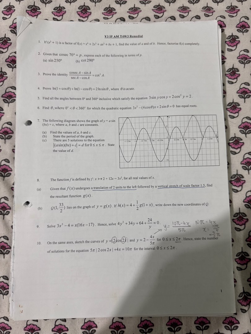 ACSI IP Sec 3 Advanced Mathematics Remedial worksheets - very hard ...