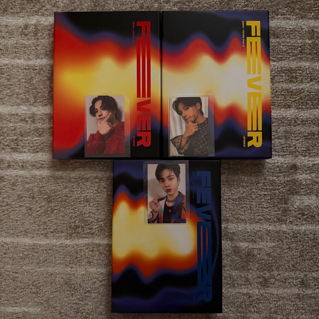 ATEEZ - ZERO: FEVER Part.2 Album Set (Category: CDs & DVDs) located in Quezon City. Submitted by stanyscart (Listing ID 1413214380, Image 1). Description: - Complete inclusions - All three albums set - In good condition.