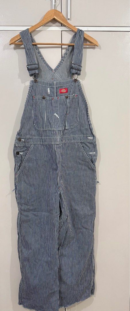 Authentic Dickies Hickory Overalls 30x30 (Category: Coats, Jackets and Outerwear) located in Quezon City. Submitted by ramearc (Listing ID 1413105254, Image 1). Description: - Authentic Dickies overalls (cropped raw seams) - Size: 30x30 - Material: 100% cotton - Classic blue and white striped design - Dickies logo on chest pocket - Multiple pockets - Adjustable straps.